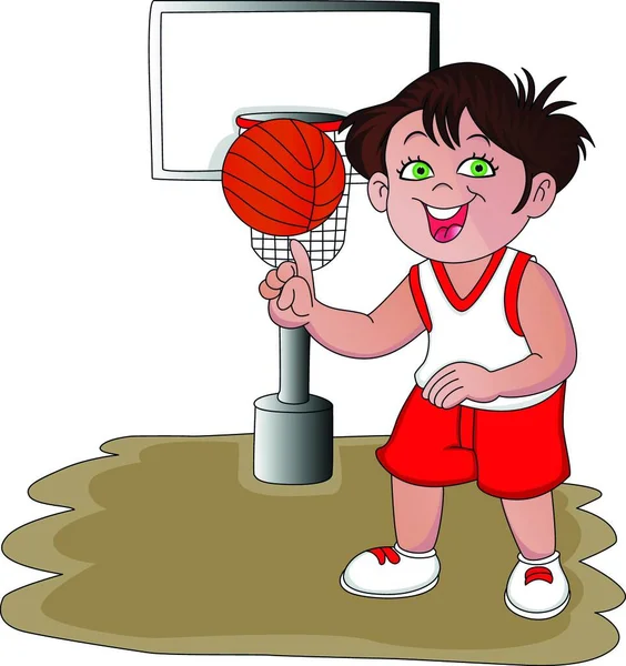 Векторная Иллюстрация Уверенного Баскетболиста Вращающего Мяч — стоковый вектор