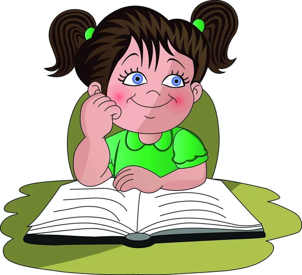 Illusztráció Egy Lány Olvasás Egy Könyvet — Stock Vector