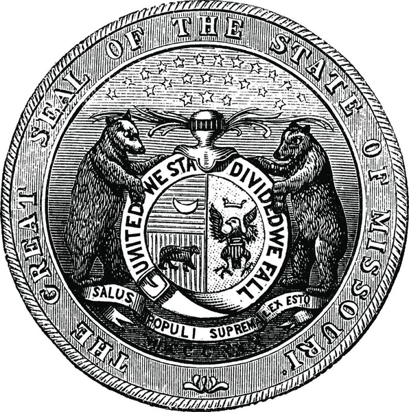 Selo Estado Missouri Ilustração Gravada Vintage Enciclopédia Trousset 1886 1891 —  Vetores de Stock