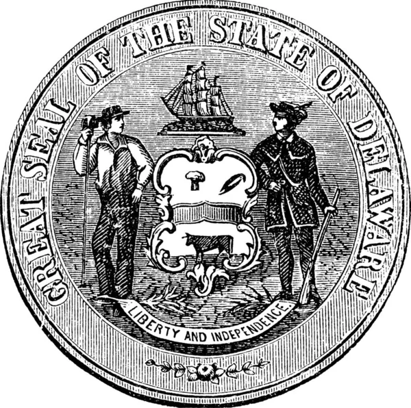 Znak Pečeť Státu Delaware Usa Během Roku 1847 Roku 1906 — Stockový vektor