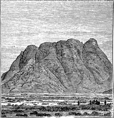 Mount Sinai or Mount Horeb or Mount Musa or Gabal Musa in Sinai Peninsula, Egypt, during the 1890s, vintage engraving. Old engraved illustration of Mount Sinai. vector Mount Sinai or Mount Horeb or Mount Musa or Gabal Musa in Sinai Peninsula, Egypt, during the 1890s, vintage engraving. Old engraved illustration of Mount Sinai. vector