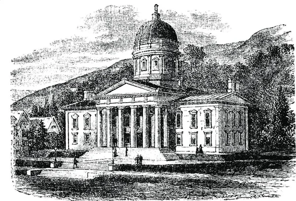 Edificio Del Capitolio Estatal Montpelier Vermont Ilustración Grabada Vintage Enciclopedia — Archivo Imágenes Vectoriales