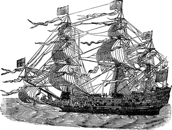 Hms Heerser Van Zeeën Vintage Gegraveerd Illustratie Trousset Encyclopedie 1886 — Wektor stockowy