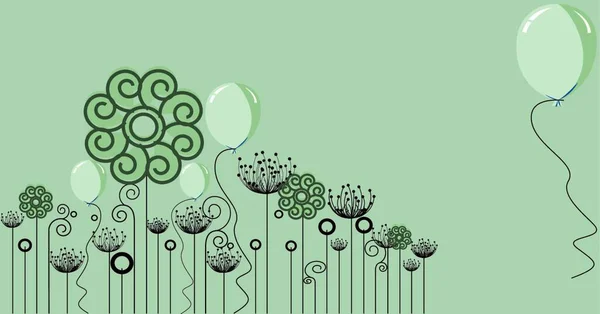 Lindo Fondo Floral Verde — Vector de stock