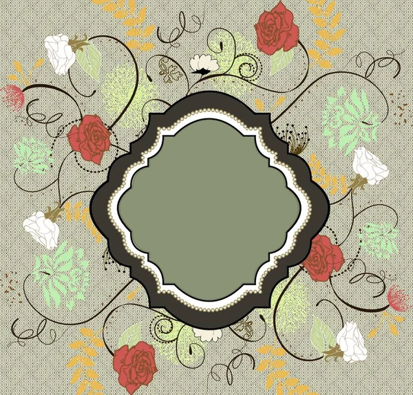 Вінтажна Листівка Квітковим Орнаментом — стоковий вектор