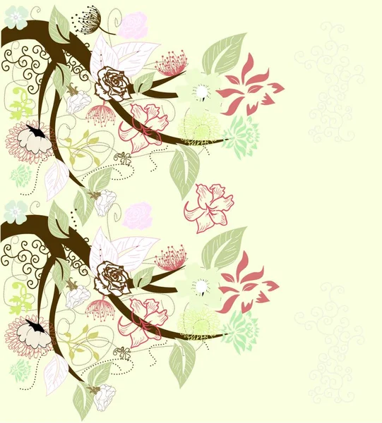 Arbre Abstrait Avec Éléments Floraux — Image vectorielle