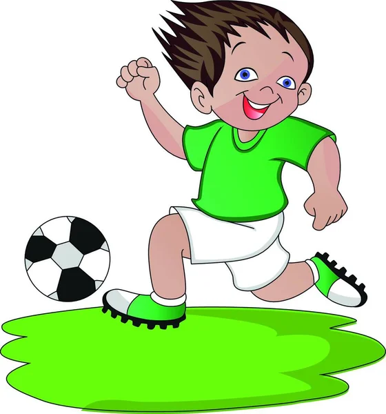 Aktif Çocuk Futbol Topuyla Oynamaya Vektör Çizim — Stok Vektör