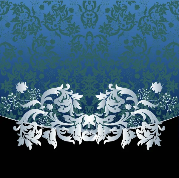 Вінтажні Запрошення Листівки Витонченим Елегантним Квітковим Дизайном Синій Чорний Векторні — стоковий вектор