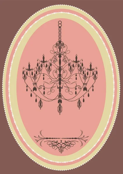 Cadre Vintage Oblong Design Rétro Élégant Lustre Rose Illustration Vectorielle — Image vectorielle