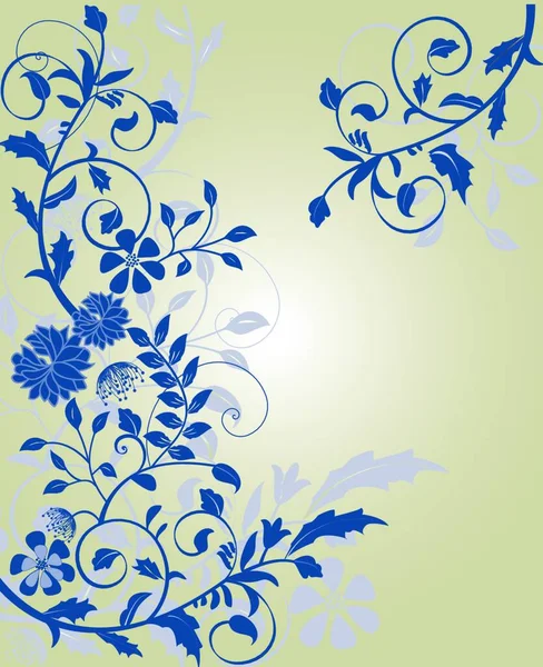 Vintage Einladungskarte Mit Aufwendig Elegantem Blumenmuster Blaue Blumen Auf Grau — Stockvektor
