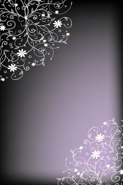 エレガントなレトロなグランジ抽象花柄 白い花紫のとビンテージの招待状 ベクトル図 — ストックベクタ