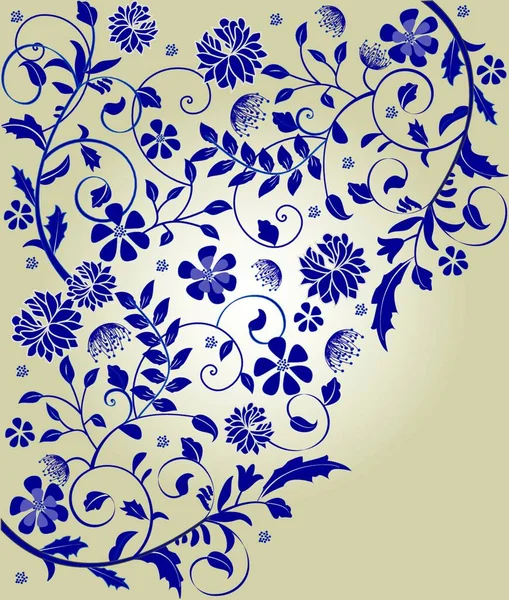 エレガントなレトロ抽象的な花のデザイン グレーの紫色の花とヴィンテージ招待カード ベクターイラスト — ストックベクタ
