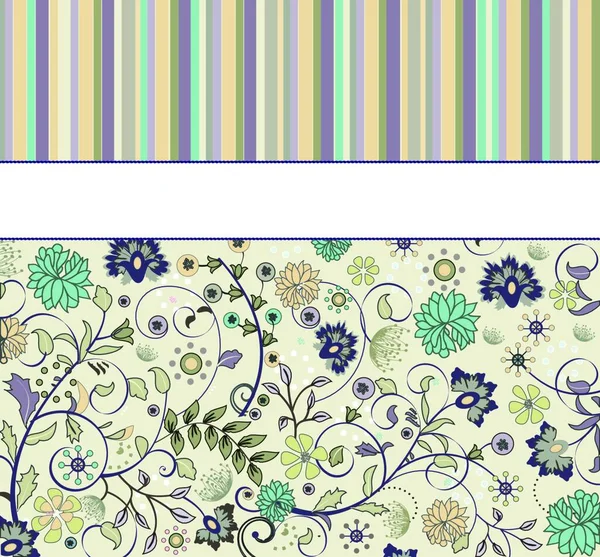 Vintage Einladungskarte Mit Kunstvollen Eleganten Retro Abstrakten Floralen Mustern Mehrfarbige — Stockvektor
