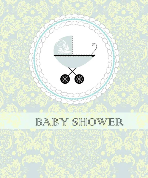 Vintage Baby Douche Uitnodiging Kaart Met Sierlijke Elegante Abstracte Bloemmotief — Stockvector