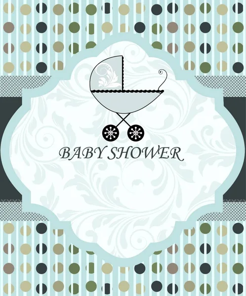 Vintage Baby Shower Einladungskarte Mit Kunstvollen Eleganten Retro Abstrakten Blumenmustern — Stockvektor