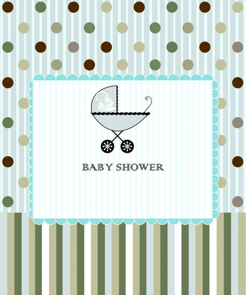 Vintage Baby Shower Inbjudningskort Med Elegant Retro Abstrakt Design Blekblå — Stock vektor