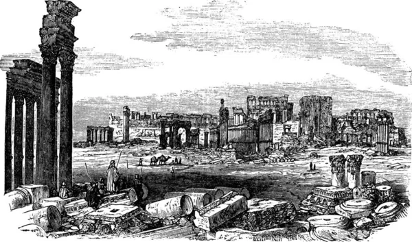 Les Ruines Palmyre Syrie Dans Les Années 1890 Gravure Vintage — Image vectorielle