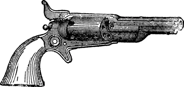 Revólver Colt Grabado Vintage Antigua Ilustración Grabada Del Revólver Colt — Vector de stock