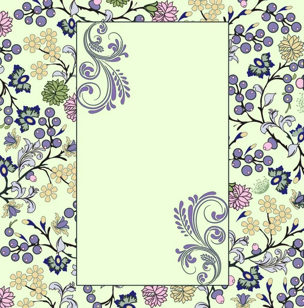 Vintage Einladungskarte Mit Aufwendig Elegantem Retro Abstrakten Floralen Design Mehrfarbigen — Stockvektor