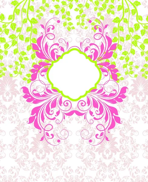 Tarjeta Invitación Vintage Con Elegante Diseño Floral Retro Abstracto Adornado — Vector de stock