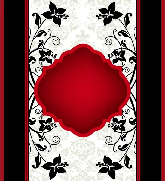 Card Invitație Vintage Design Floral Retro Abstract Elegant Flori Negre — Vector de stoc