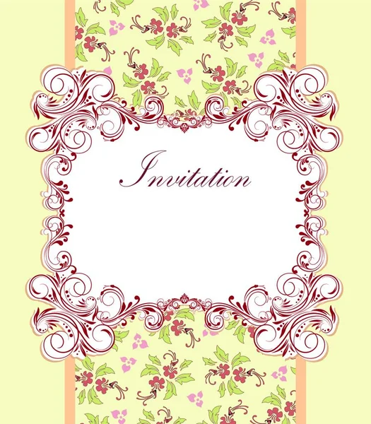 Tarjeta Invitación Vintage Con Elegante Diseño Floral Retro Abstracto Adornado — Vector de stock