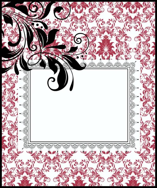 Vintage Invitation Card Ornate Elegant Retro Abstract Floral Design Black — Stock Vector