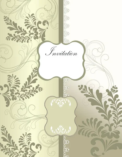 Carte Invitation Vintage Avec Motif Floral Rétro Élégant Décoré Fleurs — Image vectorielle