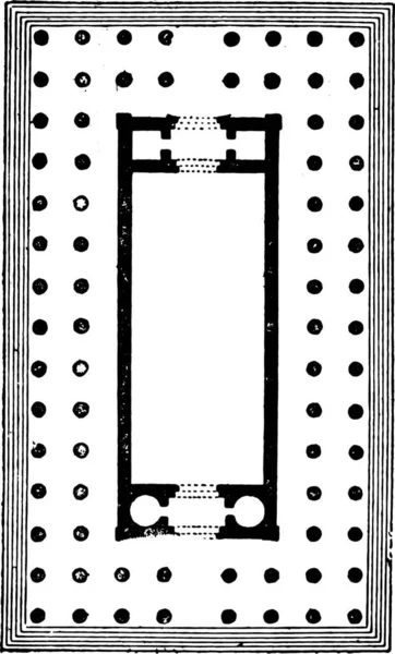 Храм Diptera Храм Діани Ефесі Vintage Вигравірувані Ілюстрація — стоковий вектор
