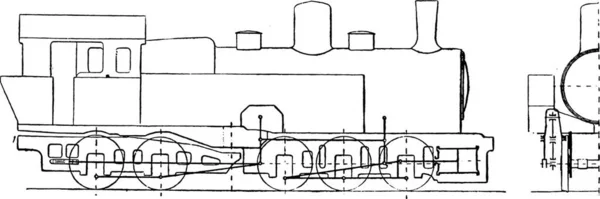 Gelede Locomotief Hagans Systeem Vintage Gegraveerd Illustratie Industriële Encyclopedie Lami — Stockvector