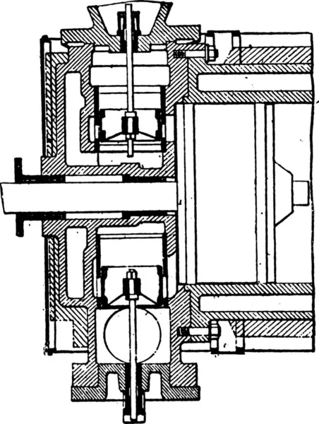 配布ピストン バルブ ヴァン Kerchove システム ヴィンテージには 図が刻まれています 産業百科事典 1875 — ストックベクタ