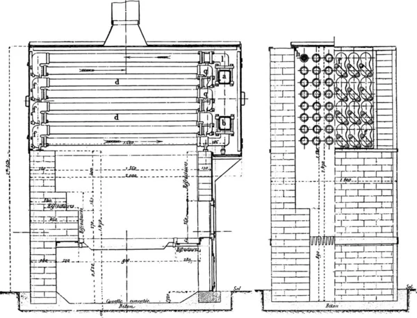 변압기 드러내지 Maiche 시스템 빈티지 그림을 새겨져 1875 — 스톡 벡터