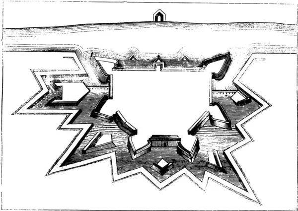 ティオンヴィル1645年の地図 ヴィンテージ刻まれたイラスト Magasin Pittoresque 1841 — ストックベクタ