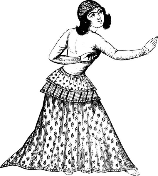 Una Bailarina Persa Después Una Miniatura Persa Ilustración Grabada Vintage — Archivo Imágenes Vectoriales