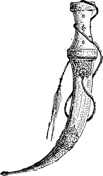 白色背景 复古刻图上孤立的匕首 单词和事 Larive 和弗洛瑞 1895年的字典 — 图库矢量图片
