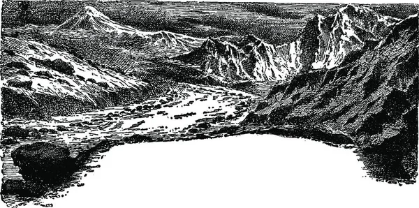 Período Mioceno Ilustração Gravada Vintage Terra Diante Homem 1886 — Vetor de Stock