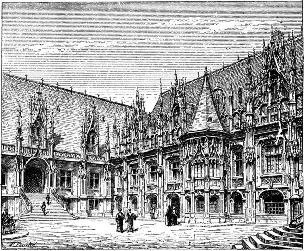 Palacio Justicia Rouen Francia Ilustración Grabada Vintage Diccionario Palabras Cosas — Archivo Imágenes Vectoriales