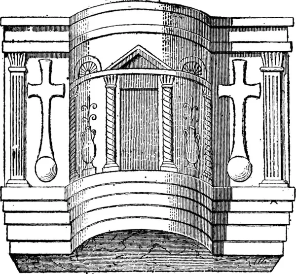 Pulpito Del Duomo Ravenna Illustrazione Incisa Epoca Dizionario Parole Cose — Vettoriale Stock