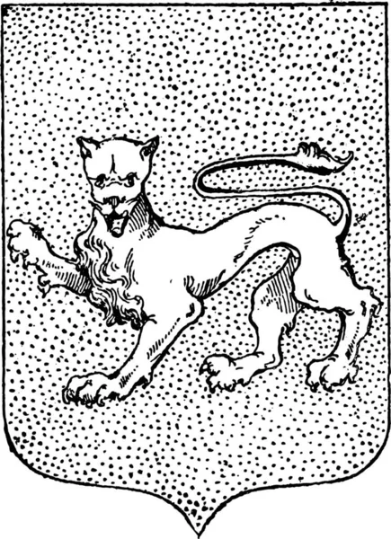 Leopard Coat Arms Vintage Graverad Illustration Ordbok Larive Fleury 1895 — Stock vektor