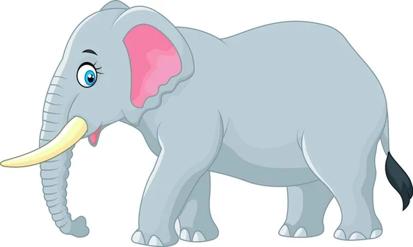 Cartoon Elephant Isolated White Background — Stock Vector