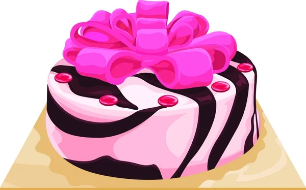 Illustration Gâteau Avec Ruban Rouge — Image vectorielle