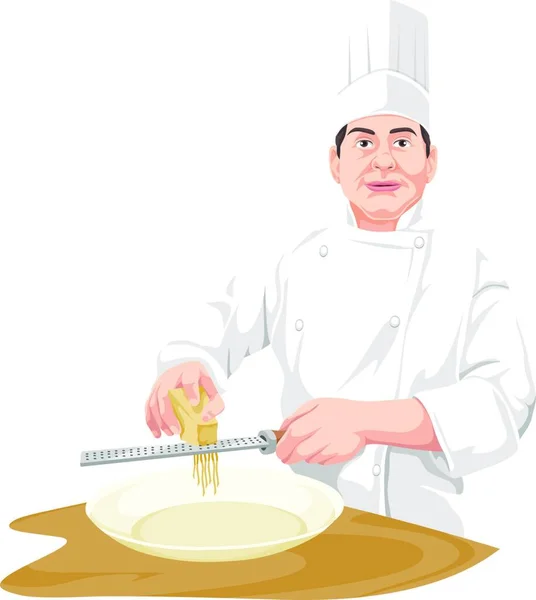 有勺子和叉子的厨师 — 图库矢量图片