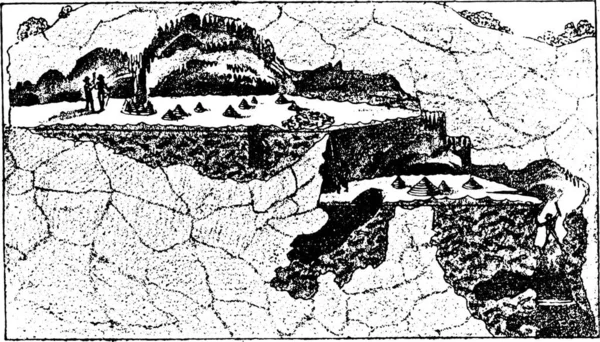 Découpe Des Grotte Gailenreuth Bavière Illustration Gravée Vintage Création Naturelle — Image vectorielle