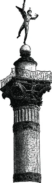 月のコラム ビンテージの刻まれた図の上部 オーギュスト ヴィトゥ 1890 — ストックベクタ
