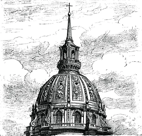 Koepel Van Invalides Vintage Gegraveerde Afbeelding Parijs Auguste Gemeente 1890 — Stockvector