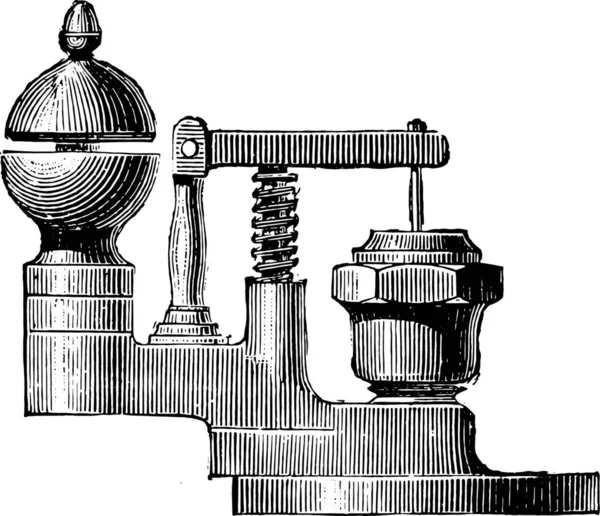 Peluit Biasa Dipasang Dasar Katup Ukiran Ilustrasi Vintage Ensiklopedia Industri - Stok Vektor