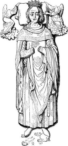 Statua Posta Sulla Tomba Rollo Nella Cattedrale Rouen Illustrazione Incisa — Vettoriale Stock