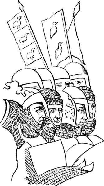 Headgear Militar Tempo Edward Extraído Câmara Pintada Westminster Ilustração Gravada —  Vetores de Stock