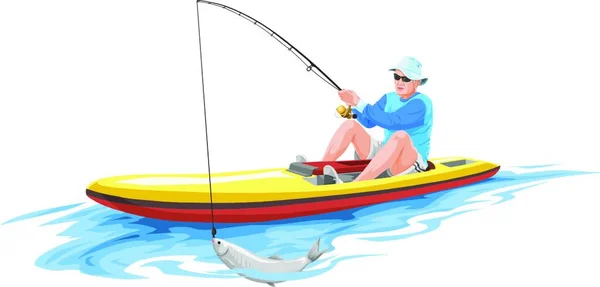 Fischerboot Auf Dem See — Stockvektor