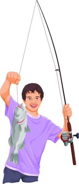 Illustration Eines Jungen Mit Einem Drachen — Stockvektor